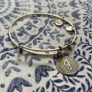 “J” Alex and Ani silver bracelet